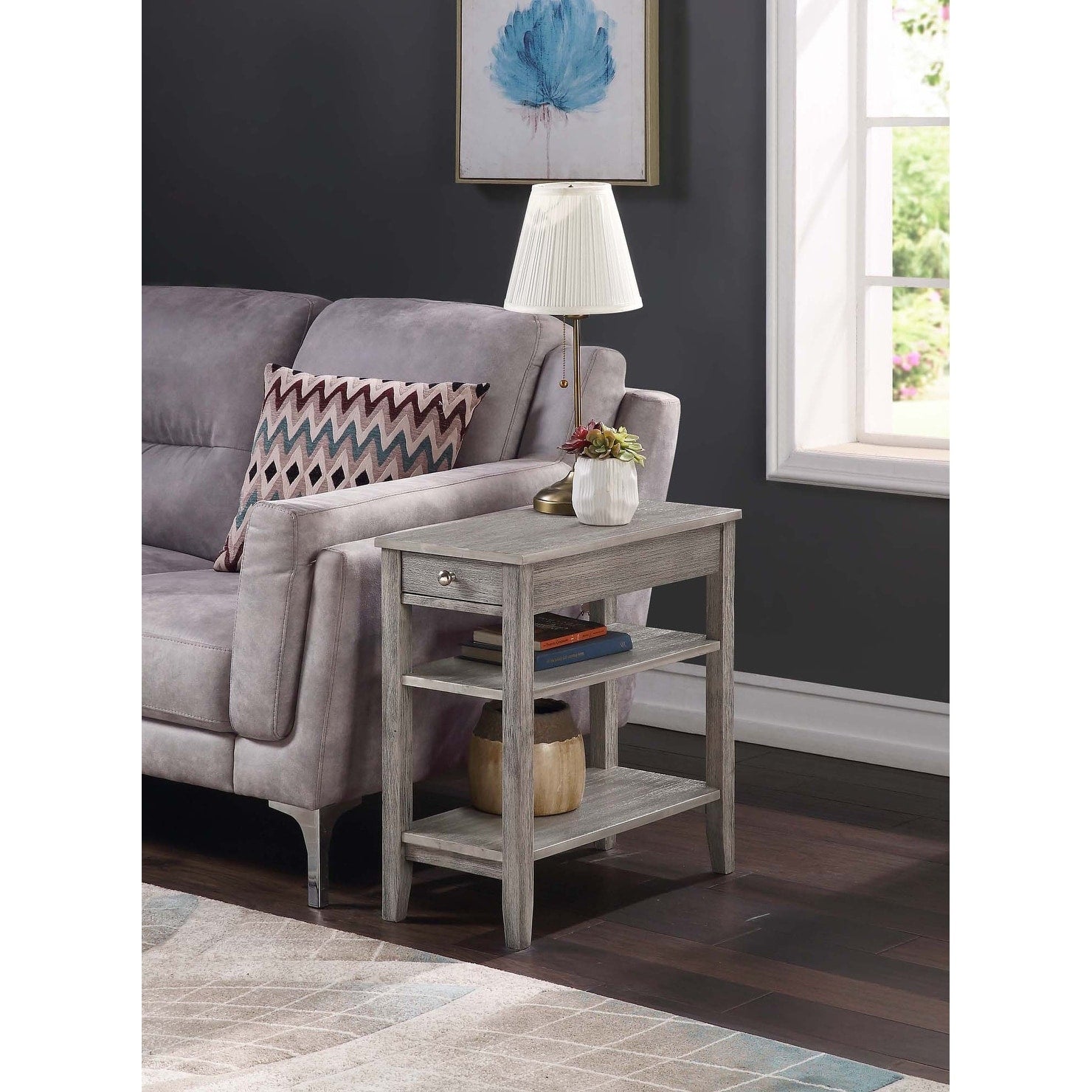 Table d'appoint à 1 tiroir et étagères American Heritage de Convenience Concepts