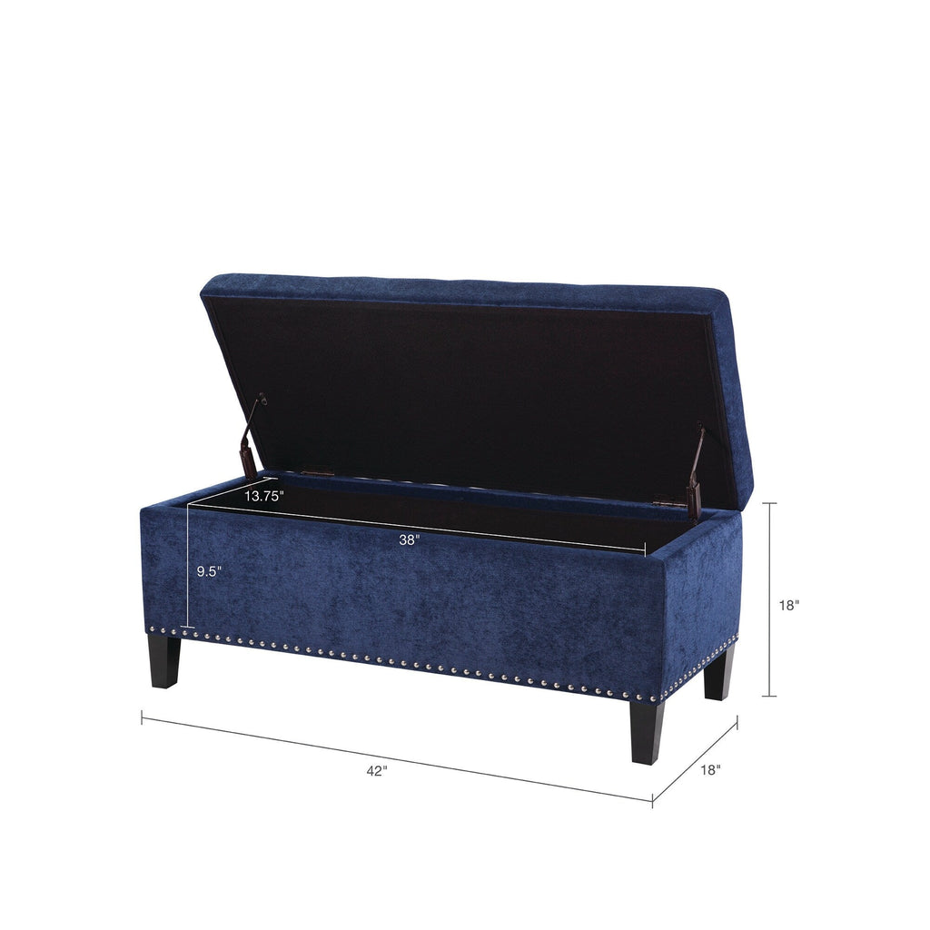 Banc de rangement Madison Park Shandra II à plateau capitonné et fermeture en douceur