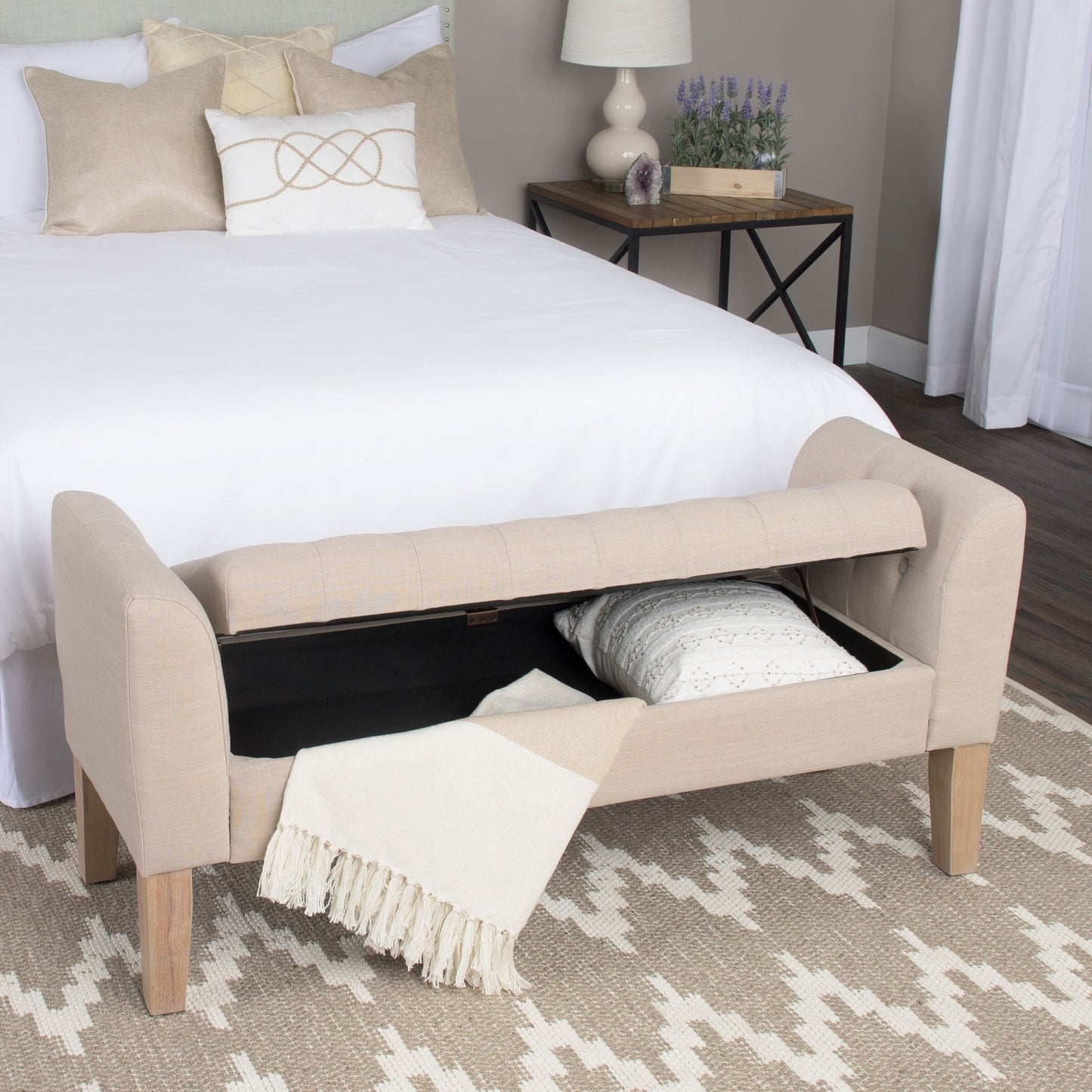 Banc de rangement capitonné Chugach de Copper Grove Sand Dune