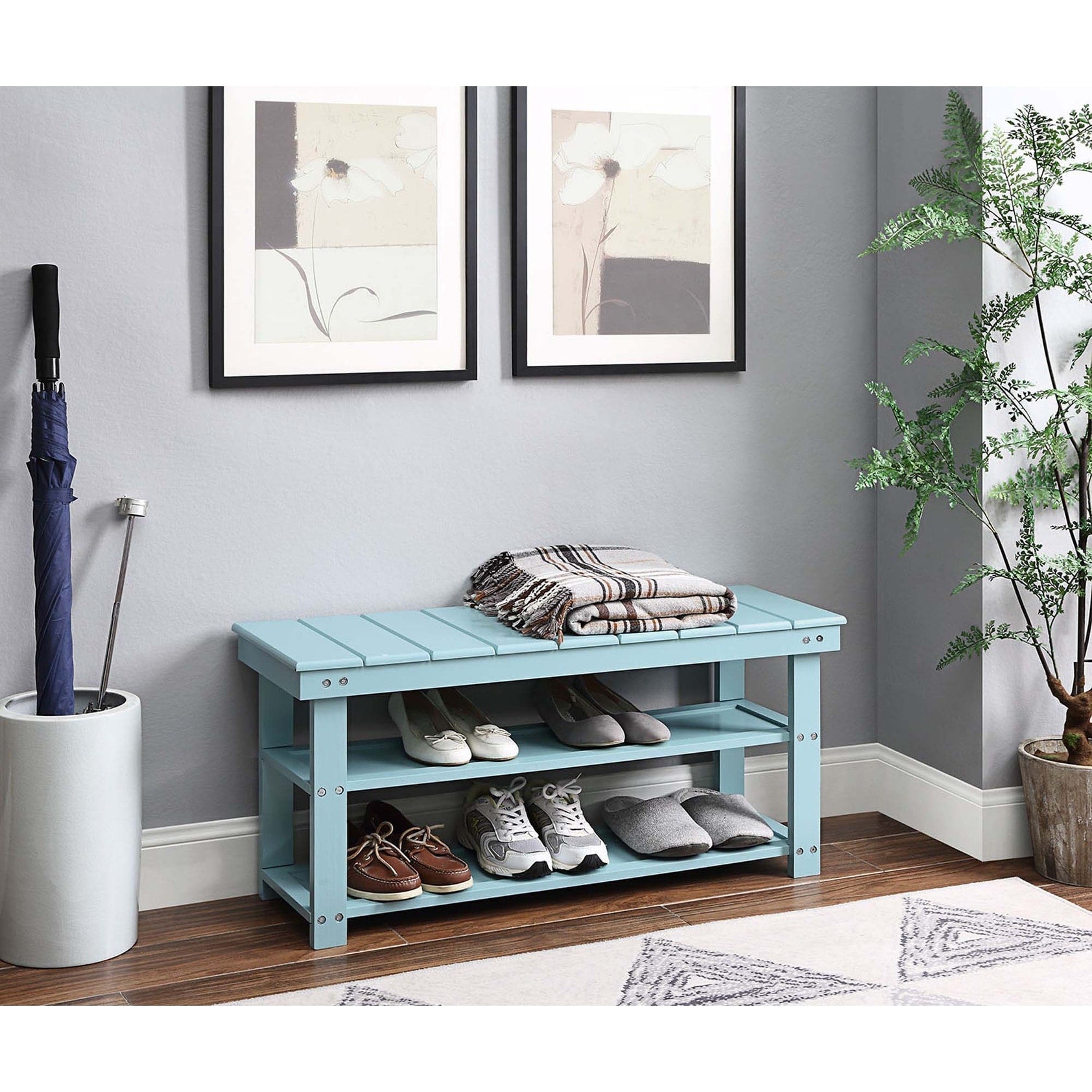 Banc de vestiaire utilitaire Oxford avec étagères Convenience Concepts