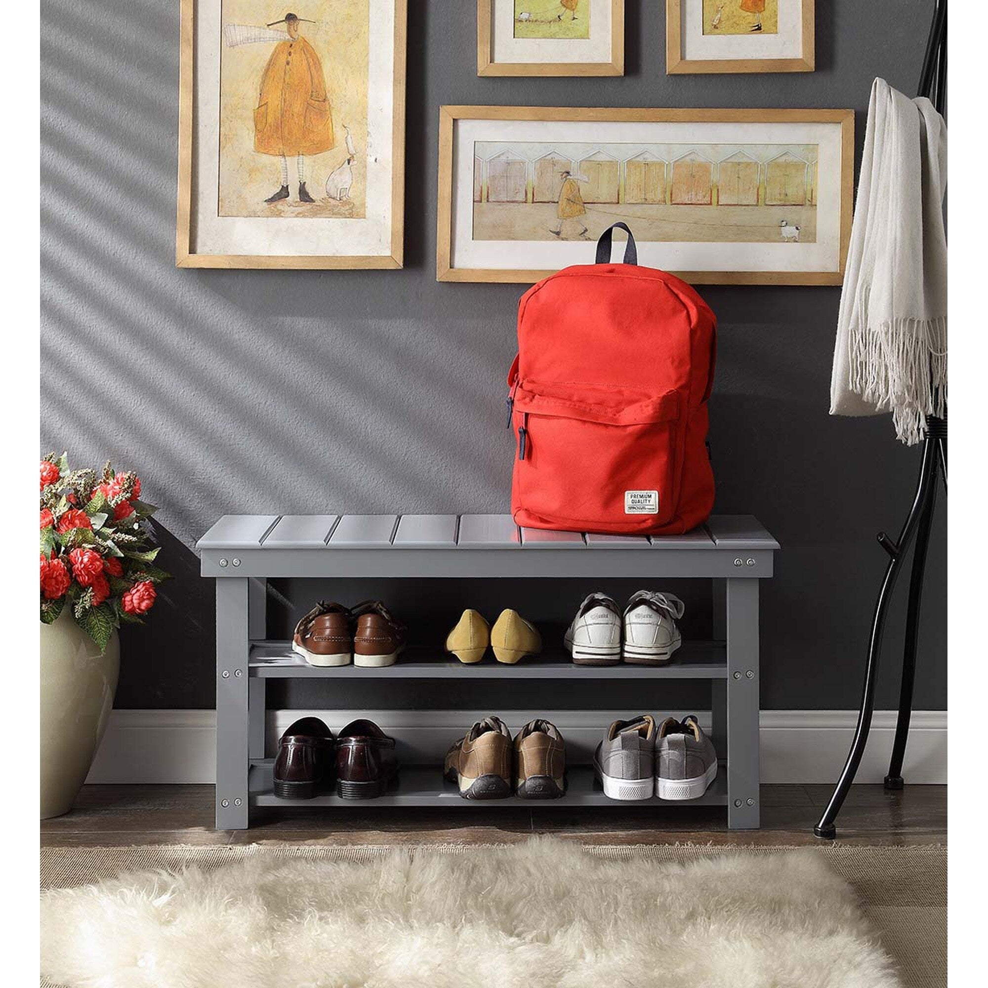 Banc de vestiaire utilitaire Oxford avec étagères Convenience Concepts