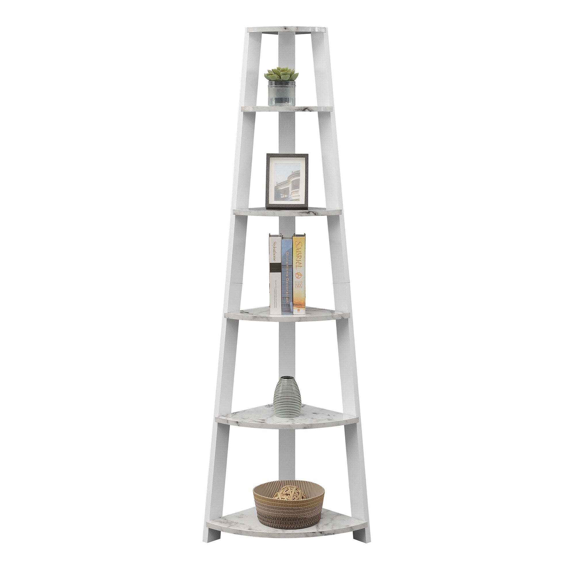 Convenience Concepts Newport 5 Tier Corner Bookshelf