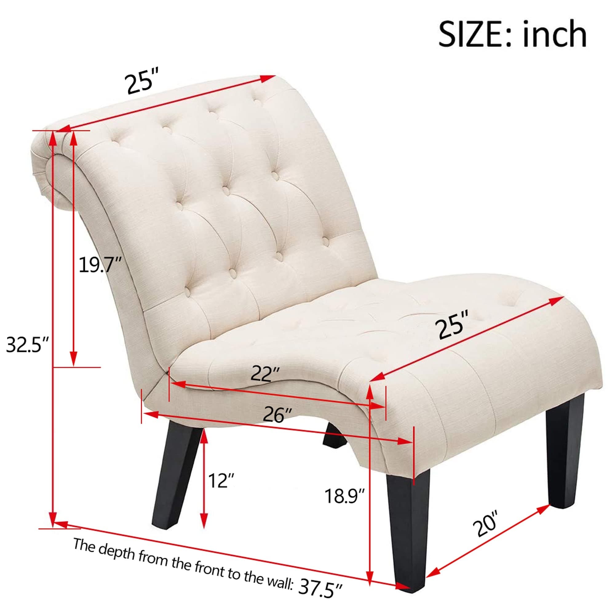 Chaise longue rembourrée pour chambre à coucher, salon