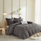 Parure de lit en jacquard de coton et de maïs au design intelligent avec taies d'oreiller et coussins décoratifs
