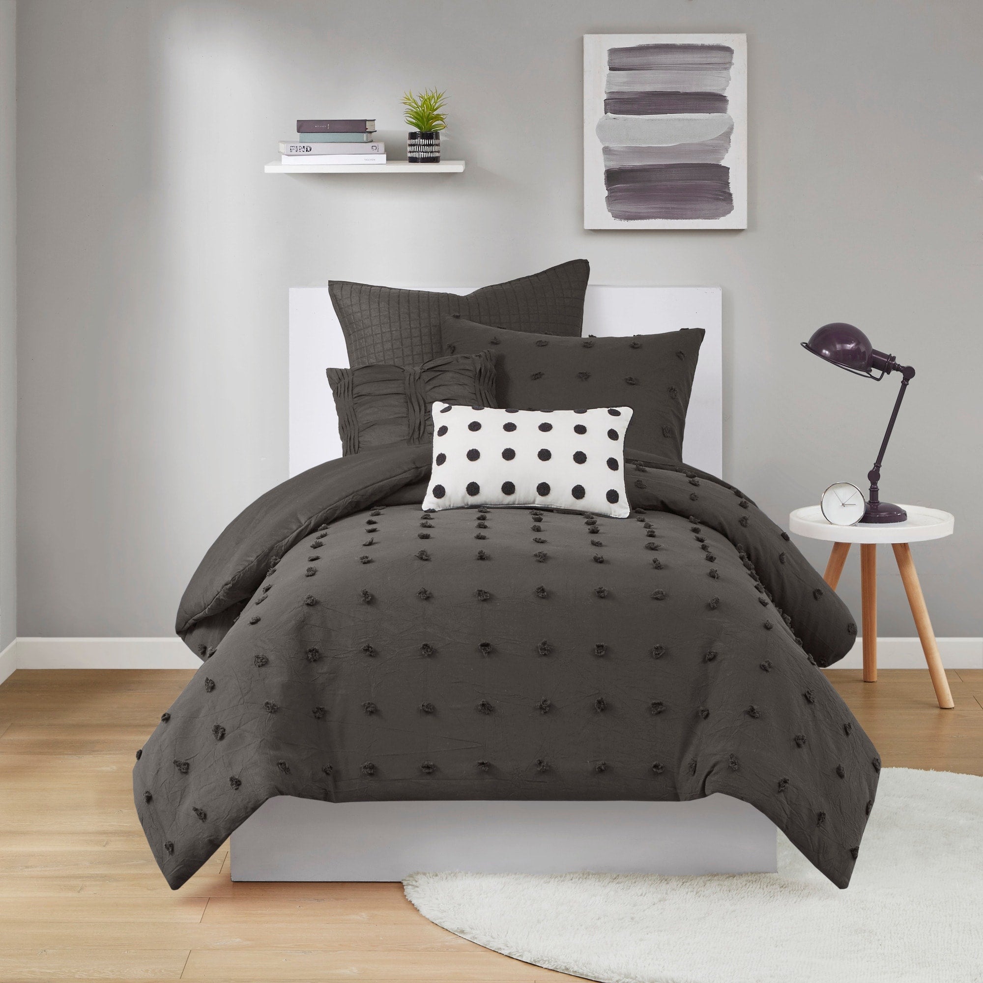 Parure de lit en jacquard de coton et de maïs au design intelligent avec taies d'oreiller et coussins décoratifs