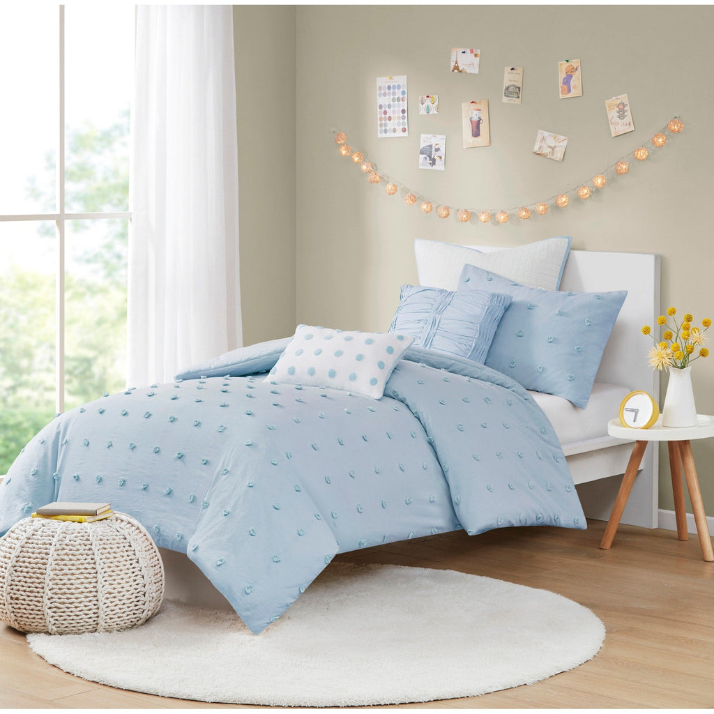 Parure de lit en jacquard de coton et de maïs au design intelligent avec taies d'oreiller et coussins décoratifs