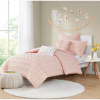 Parure de lit en jacquard de coton et de maïs au design intelligent avec taies d'oreiller et coussins décoratifs