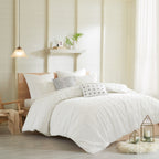 Parure de lit en jacquard de coton et de maïs au design intelligent avec taies d'oreiller et coussins décoratifs