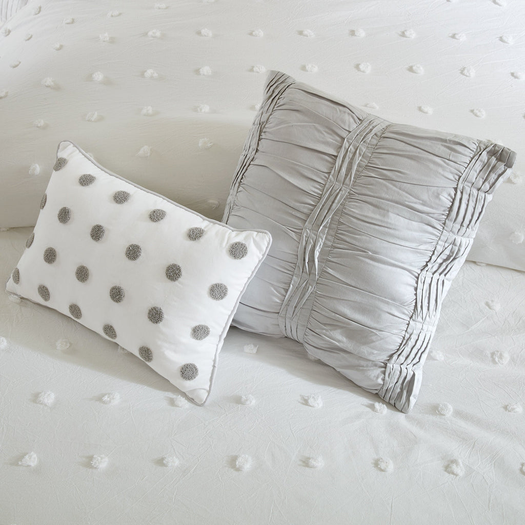 Parure de lit en jacquard de coton et de maïs au design intelligent avec taies d'oreiller et coussins décoratifs