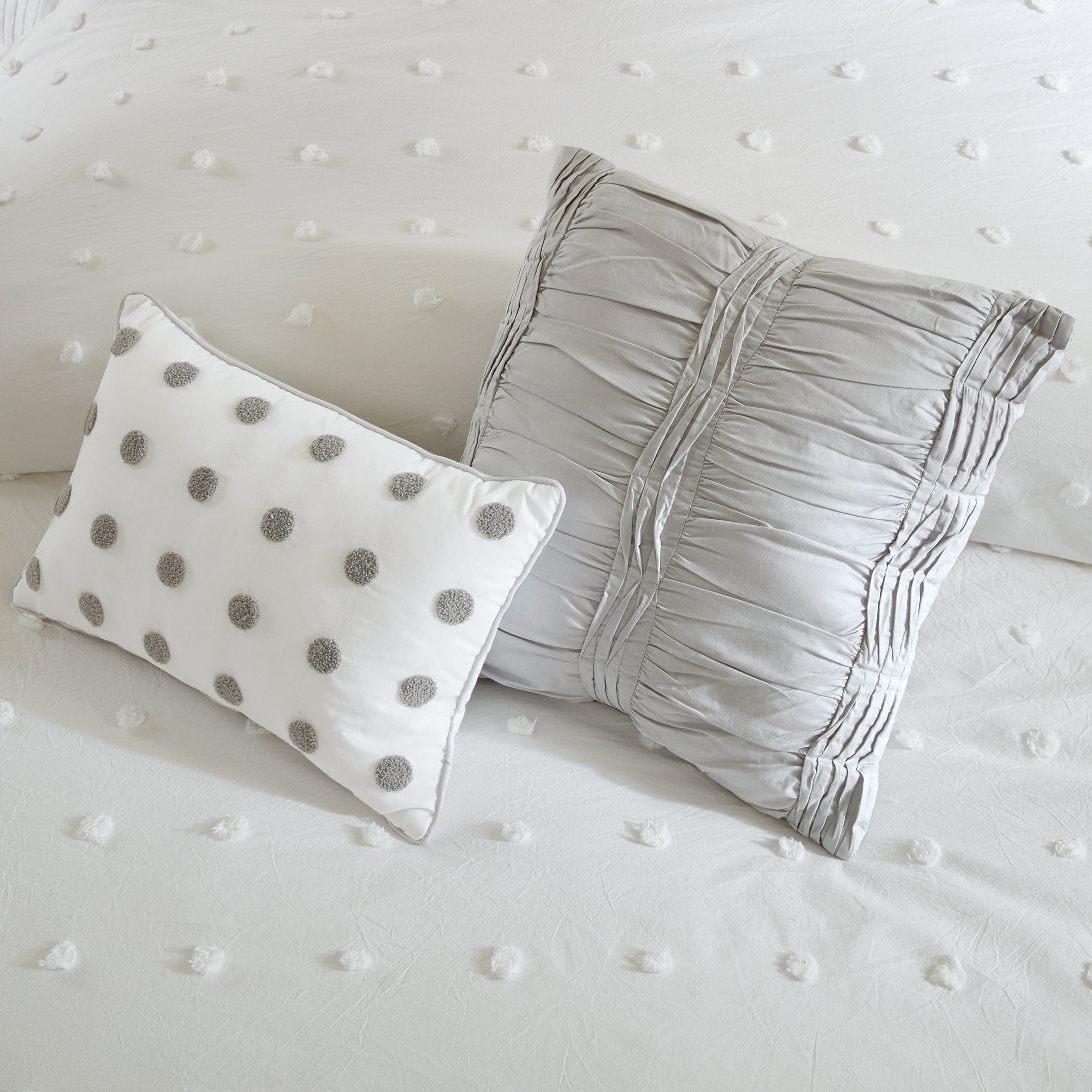Parure de lit en jacquard de coton et de maïs au design intelligent avec taies d'oreiller et coussins décoratifs
