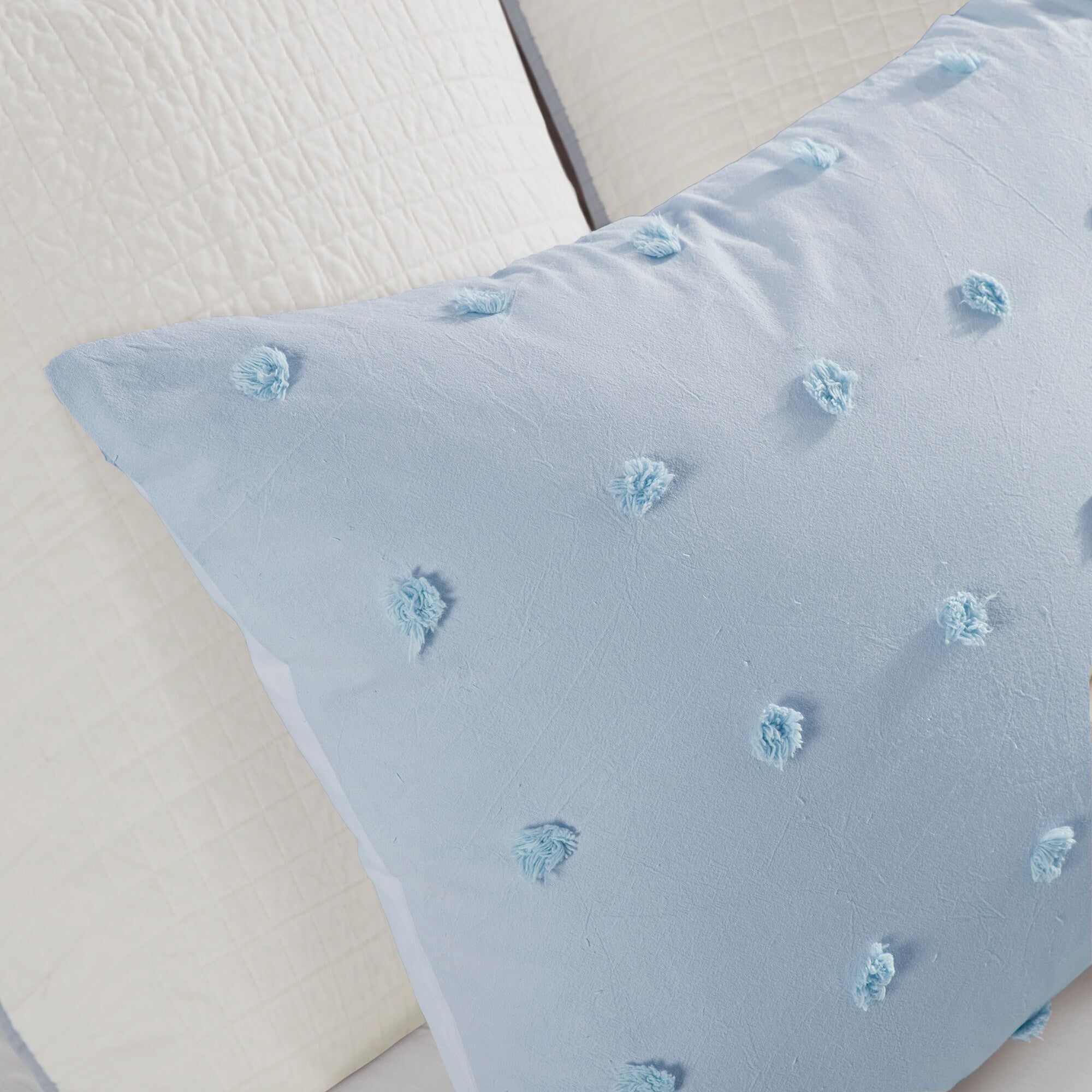 Parure de lit en jacquard de coton et de maïs au design intelligent avec taies d'oreiller et coussins décoratifs