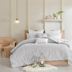 Parure de lit en jacquard de coton et de maïs au design intelligent avec taies d'oreiller et coussins décoratifs