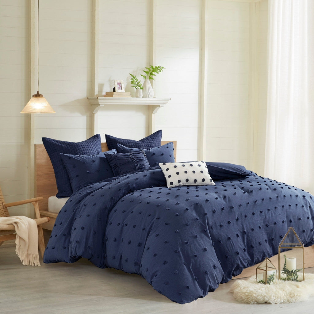 Parure de lit en jacquard de coton et de maïs au design intelligent avec taies d'oreiller et coussins décoratifs