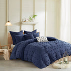 Parure de lit en jacquard de coton et de maïs au design intelligent avec taies d'oreiller et coussins décoratifs