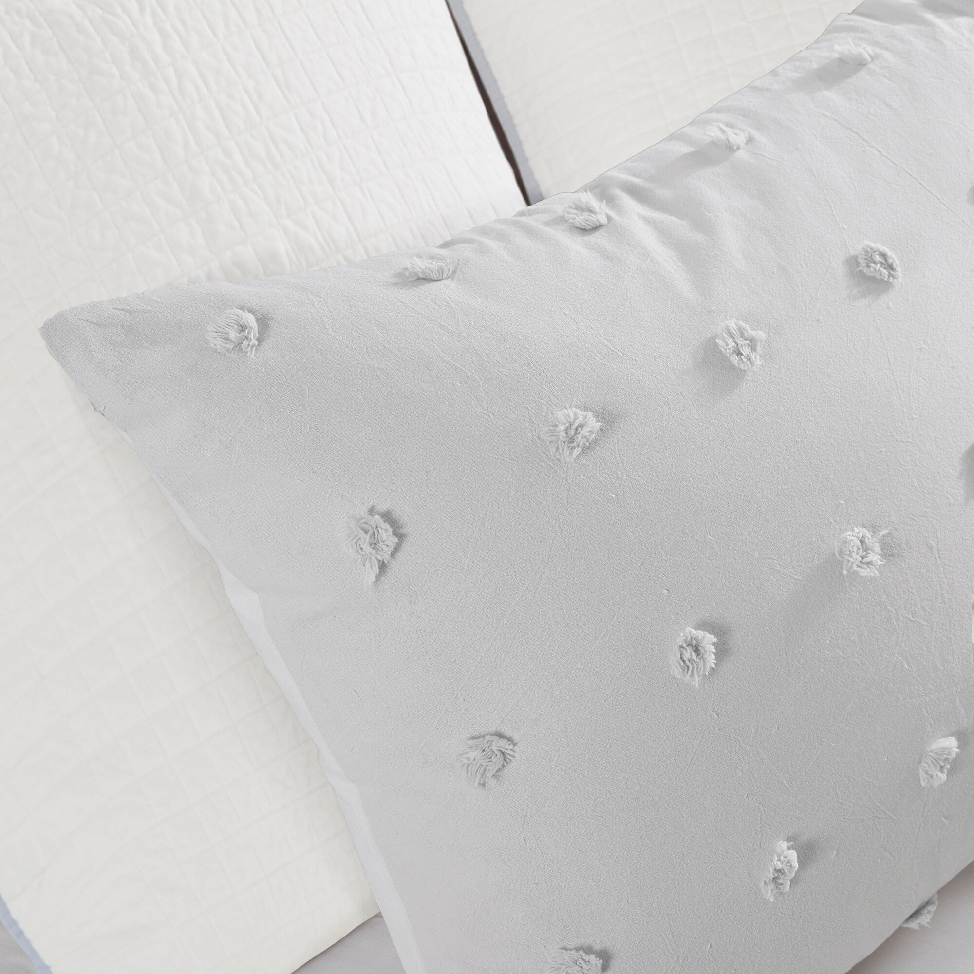 Parure de lit en jacquard de coton et de maïs au design intelligent avec taies d'oreiller et coussins décoratifs
