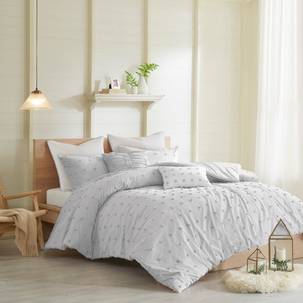 Parure de lit en jacquard de coton et de maïs au design intelligent avec taies d'oreiller et coussins décoratifs