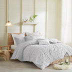 Parure de lit en jacquard de coton et de maïs au design intelligent avec taies d'oreiller et coussins décoratifs