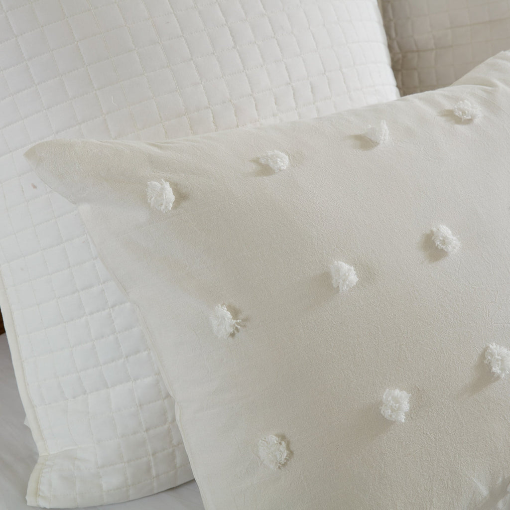 Parure de lit en jacquard de coton et de maïs au design intelligent avec taies d'oreiller et coussins décoratifs
