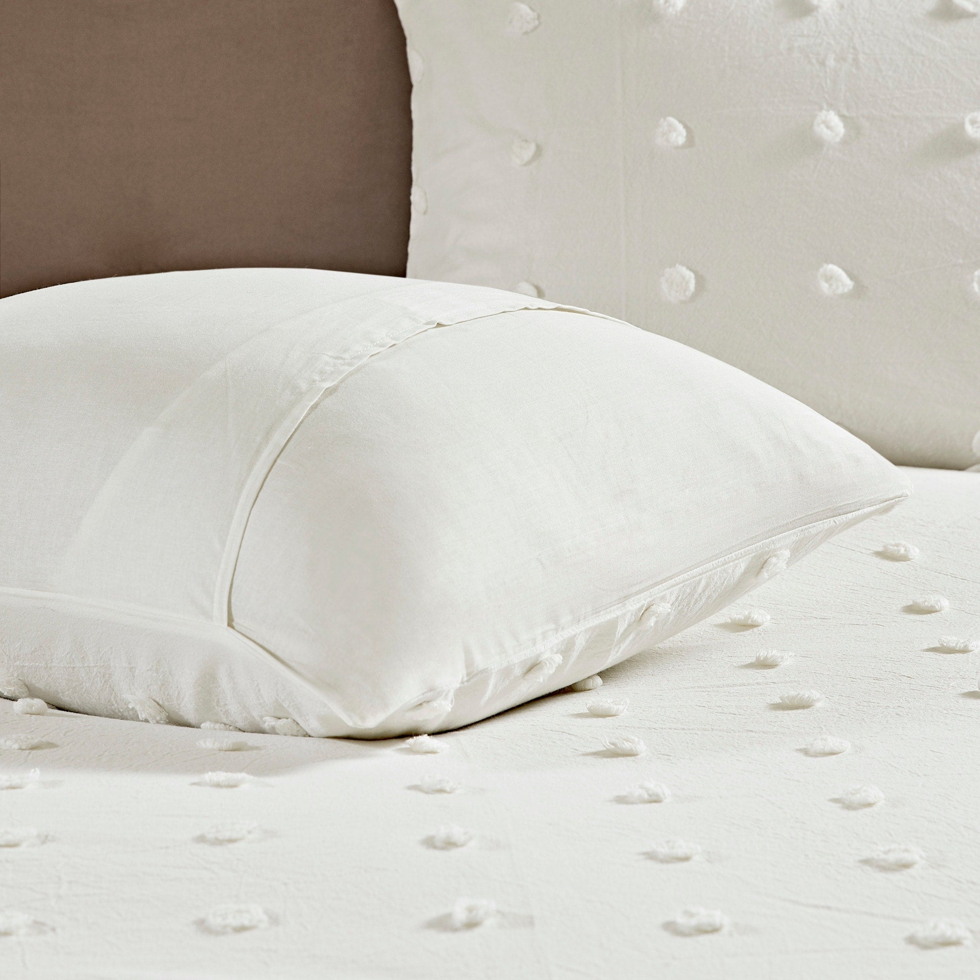 Parure de lit en jacquard de coton et de maïs au design intelligent avec taies d'oreiller et coussins décoratifs
