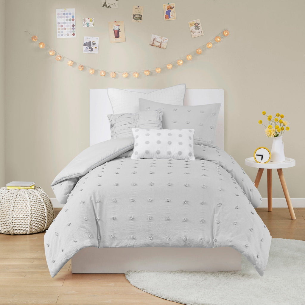 Parure de lit en jacquard de coton et de maïs au design intelligent avec taies d'oreiller et coussins décoratifs