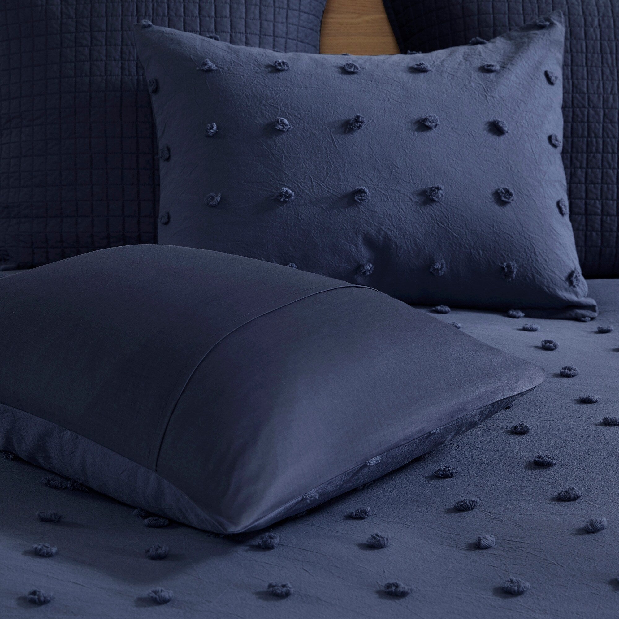 Parure de lit en jacquard de coton et de maïs au design intelligent avec taies d'oreiller et coussins décoratifs