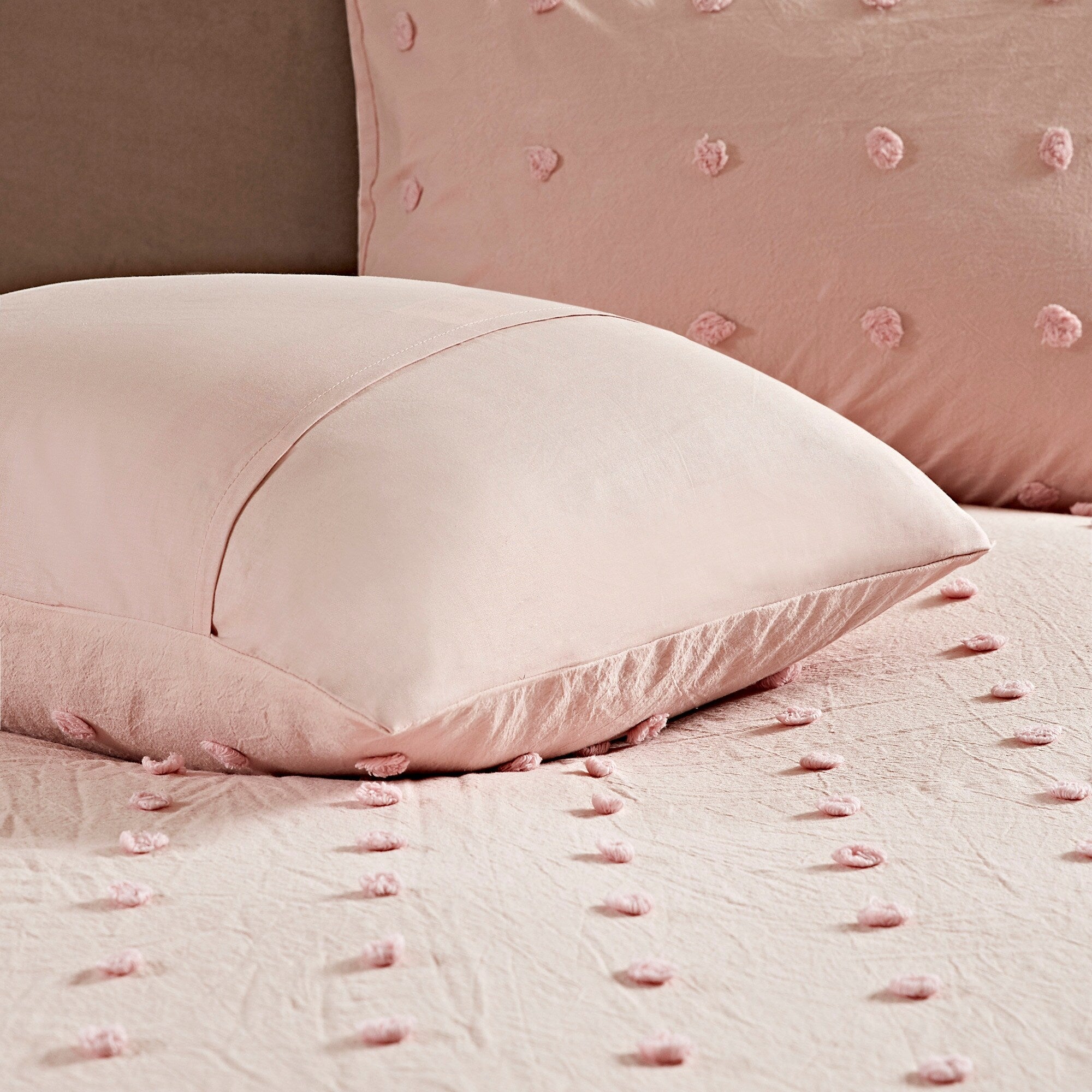 Parure de lit en jacquard de coton et de maïs au design intelligent avec taies d'oreiller et coussins décoratifs