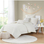 Parure de lit en jacquard de coton et de maïs au design intelligent avec taies d'oreiller et coussins décoratifs
