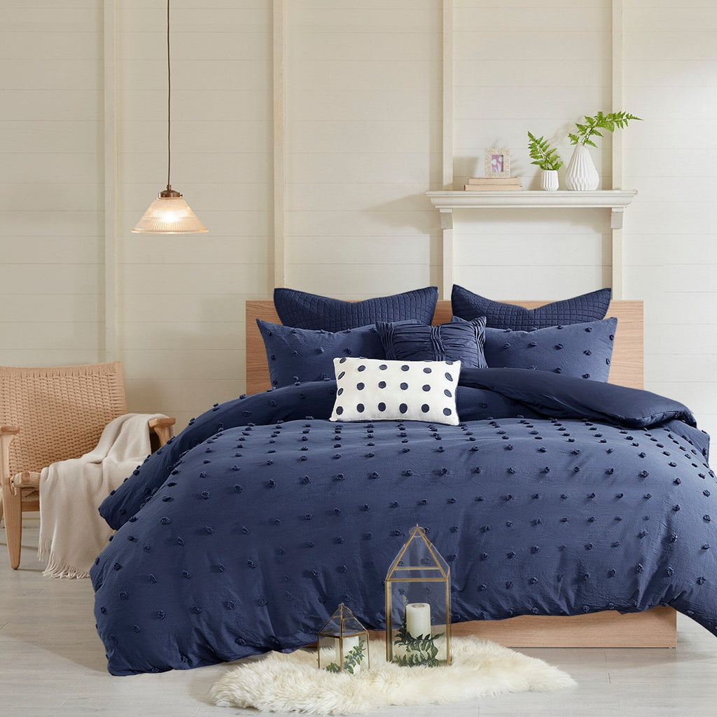 Parure de lit en jacquard de coton et de maïs au design intelligent avec taies d'oreiller et coussins décoratifs