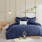 Parure de lit en jacquard de coton et de maïs au design intelligent avec taies d'oreiller et coussins décoratifs
