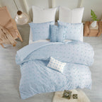 Parure de lit en jacquard de coton et de maïs au design intelligent avec taies d'oreiller et coussins décoratifs