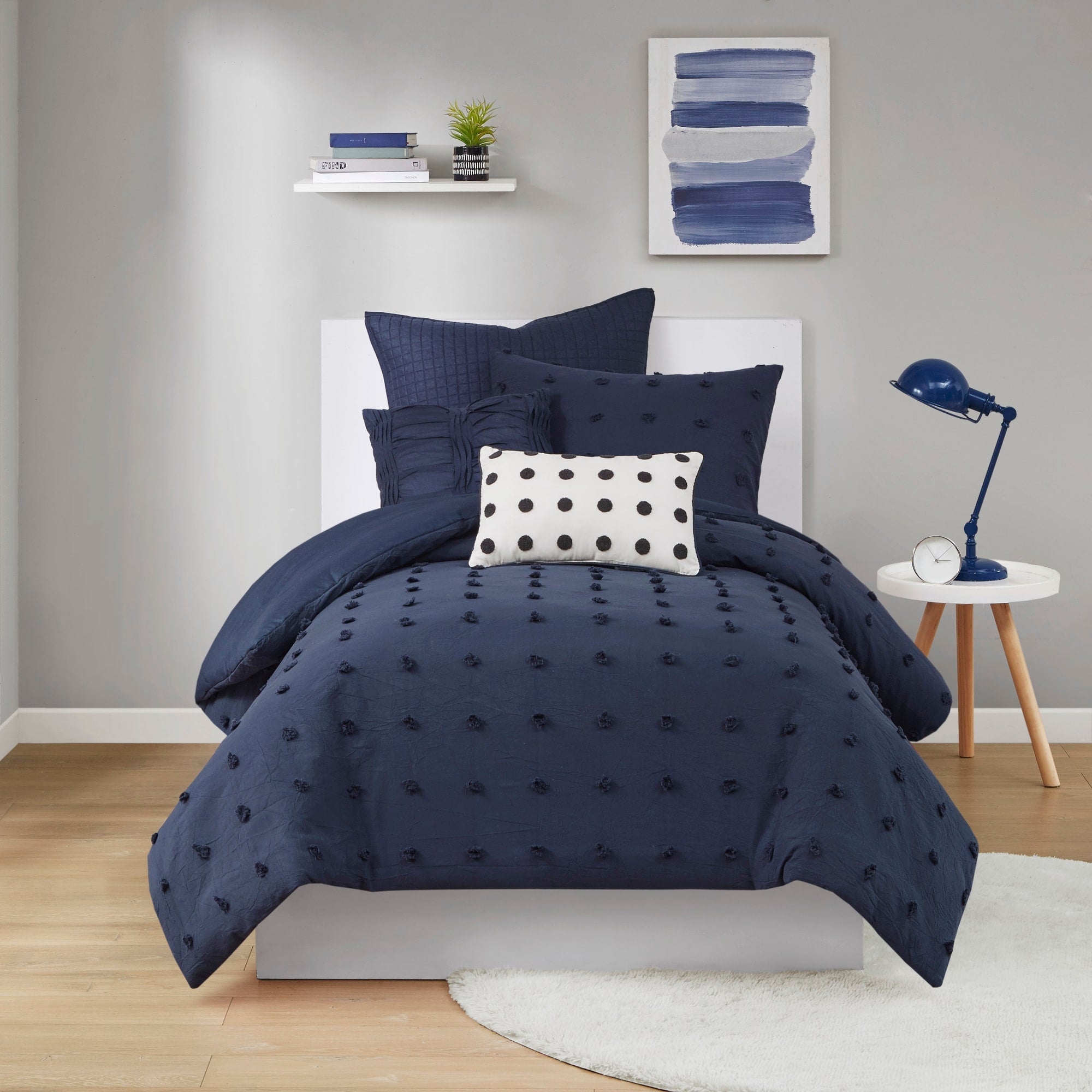 Parure de lit en jacquard de coton et de maïs au design intelligent avec taies d'oreiller et coussins décoratifs