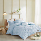 Parure de lit en jacquard de coton et de maïs au design intelligent avec taies d'oreiller et coussins décoratifs