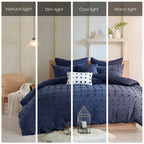 Parure de lit en jacquard de coton et de maïs au design intelligent avec taies d'oreiller et coussins décoratifs