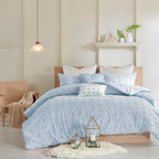Parure de lit en jacquard de coton et de maïs au design intelligent avec taies d'oreiller et coussins décoratifs