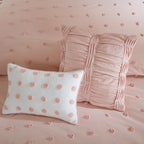 Parure de lit en jacquard de coton et de maïs au design intelligent avec taies d'oreiller et coussins décoratifs