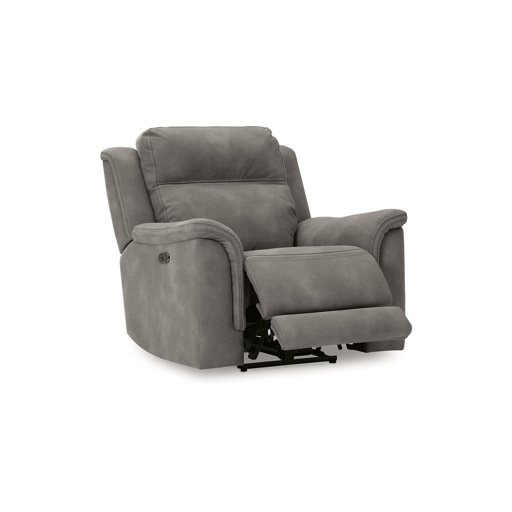 Fauteuil inclinable électrique Corbin, USB zéro tirage, similicuir gris ardoise