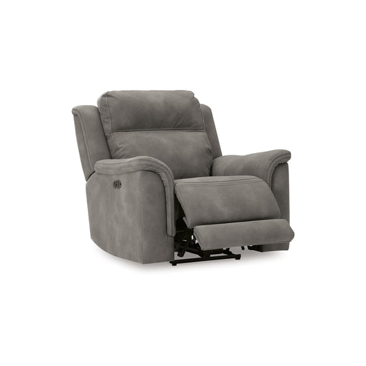 Fauteuil inclinable électrique Corbin, USB zéro tirage, similicuir gris ardoise