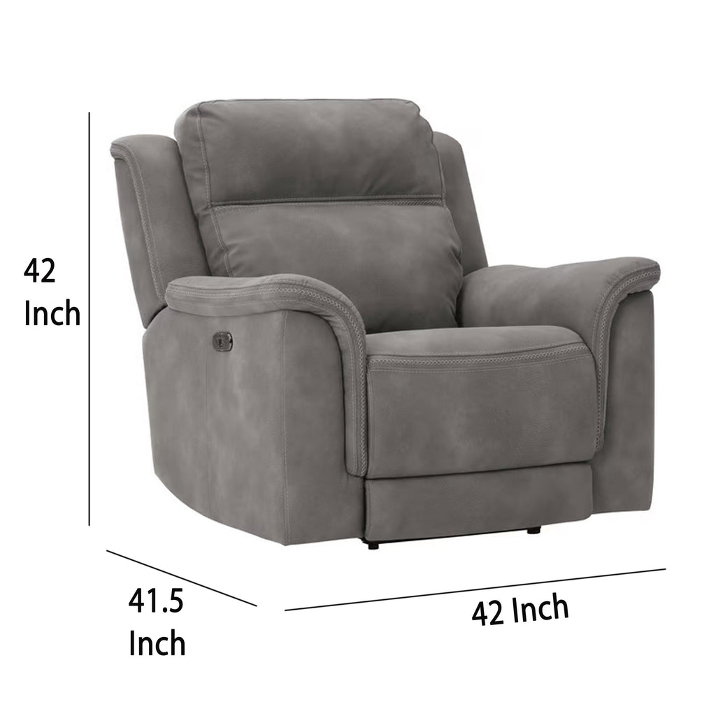 Fauteuil inclinable électrique Corbin, USB zéro tirage, similicuir gris ardoise