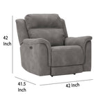 Fauteuil inclinable électrique Corbin, USB zéro tirage, similicuir gris ardoise