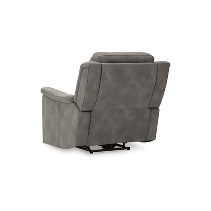 Fauteuil inclinable électrique Corbin, USB zéro tirage, similicuir gris ardoise
