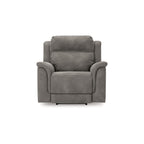 Fauteuil inclinable électrique Corbin, USB zéro tirage, similicuir gris ardoise