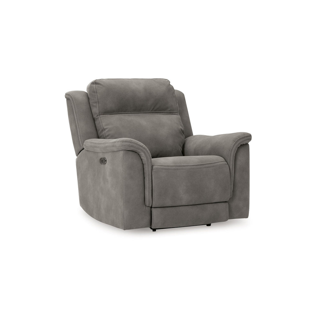 Fauteuil inclinable électrique Corbin, USB zéro tirage, similicuir gris ardoise