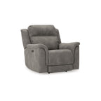 Fauteuil inclinable électrique Corbin, USB zéro tirage, similicuir gris ardoise