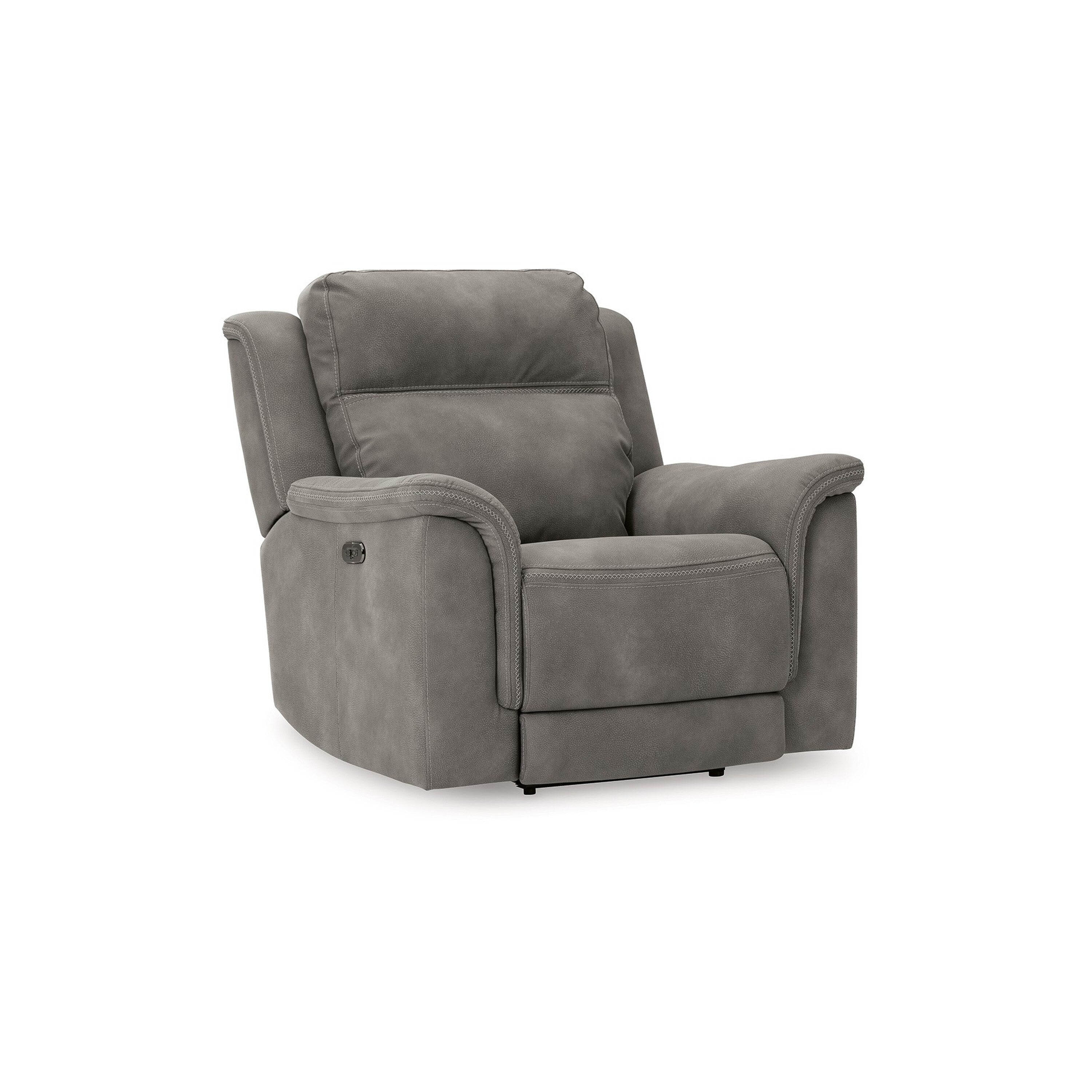 Fauteuil inclinable électrique Corbin, USB zéro tirage, similicuir gris ardoise
