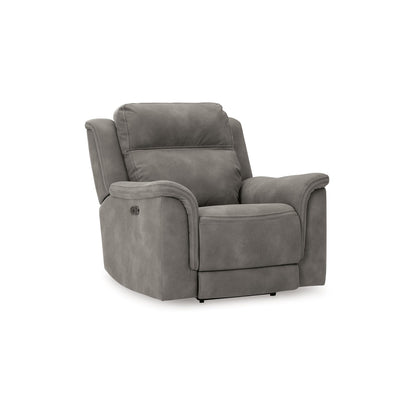 Fauteuil inclinable électrique Corbin, USB zéro tirage, similicuir gris ardoise