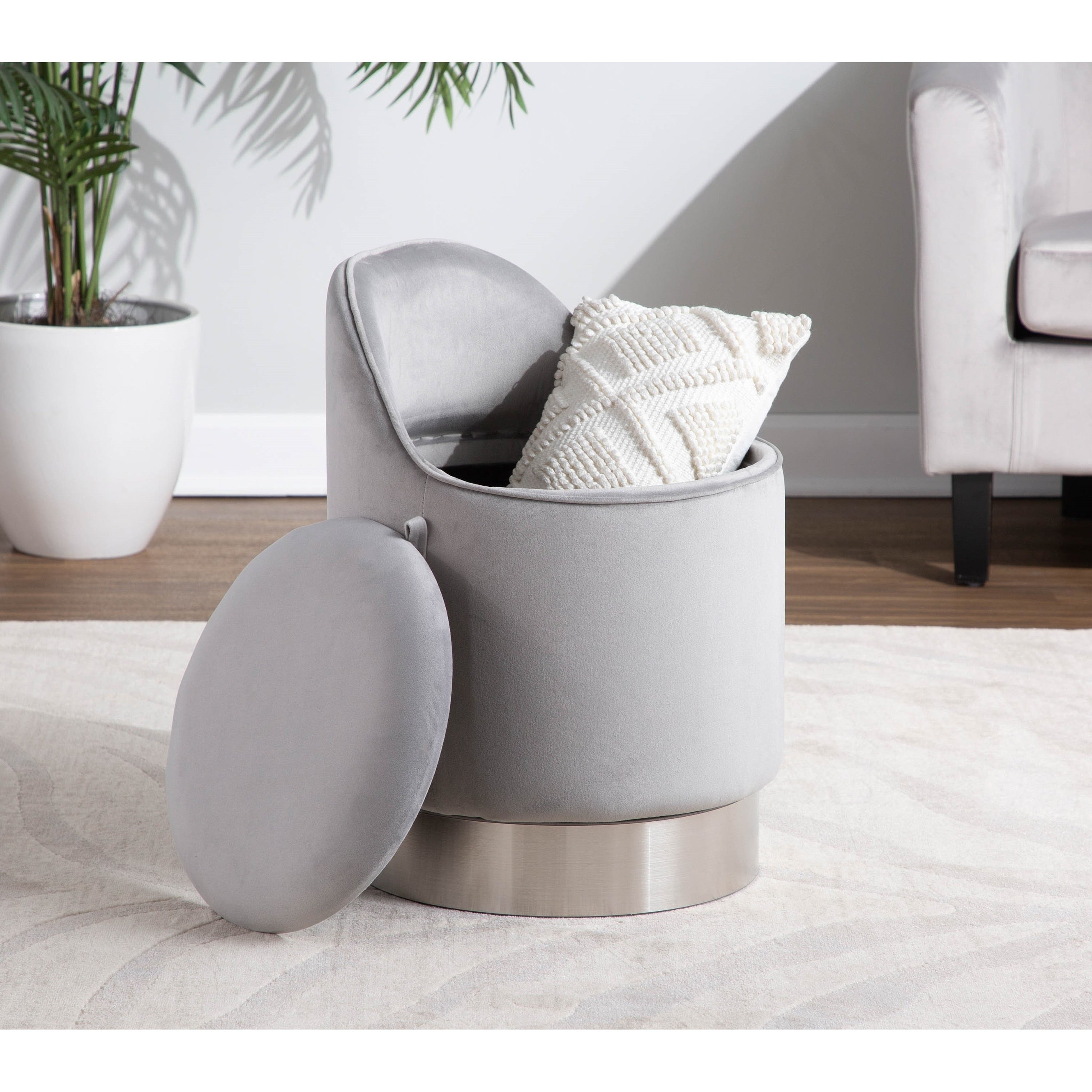 Tabouret de coiffeuse pivotant en velours Silver Orchid Corday