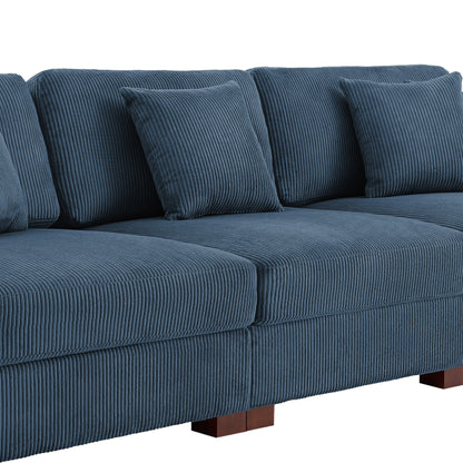 Canapé modulable sectionnel en velours côtelé avec oreillers