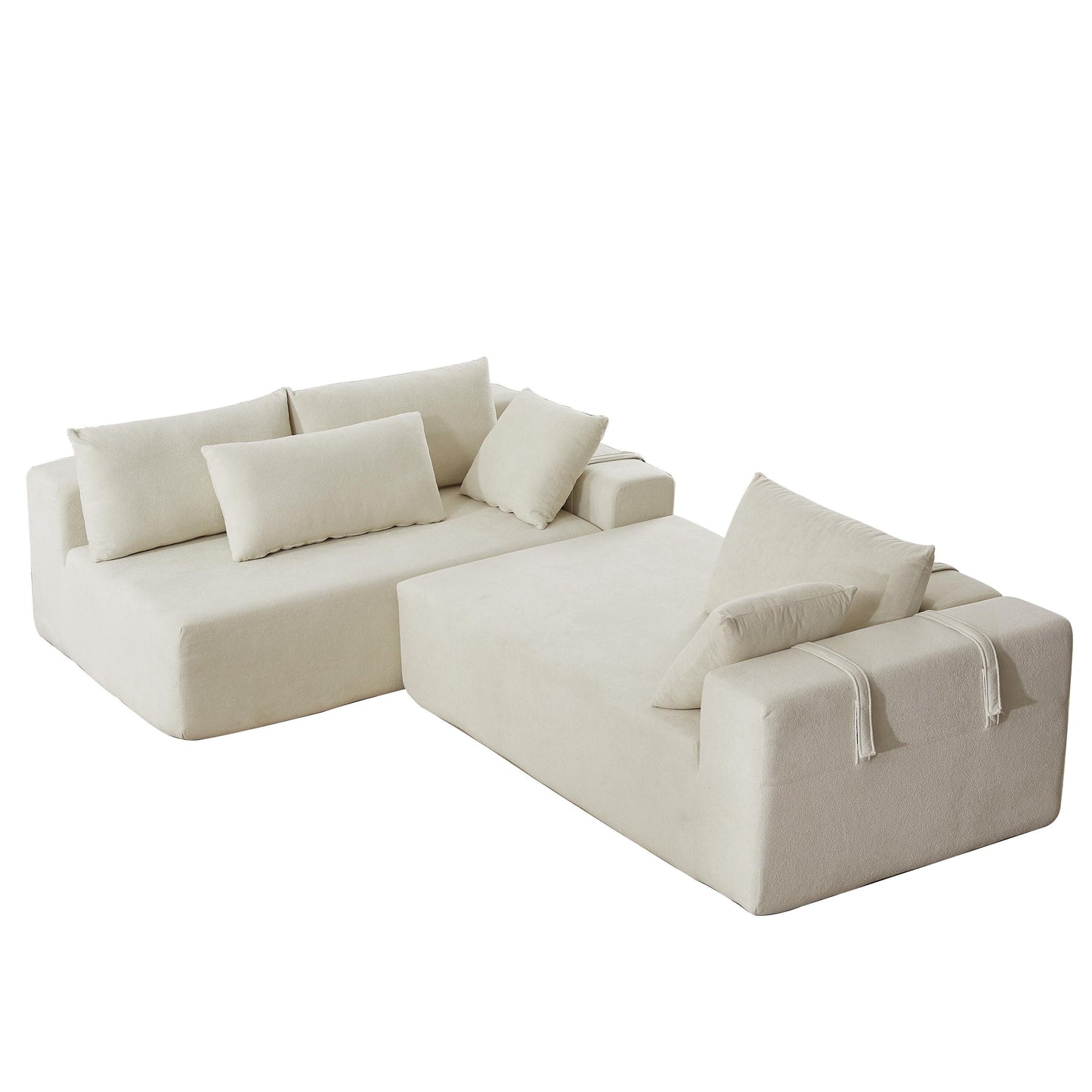 Canapé Cloud 3 places en velours côtelé avec 2 repose-pieds amovibles, canapé en U, siège profond rembourré 2 places avec 3 coussins