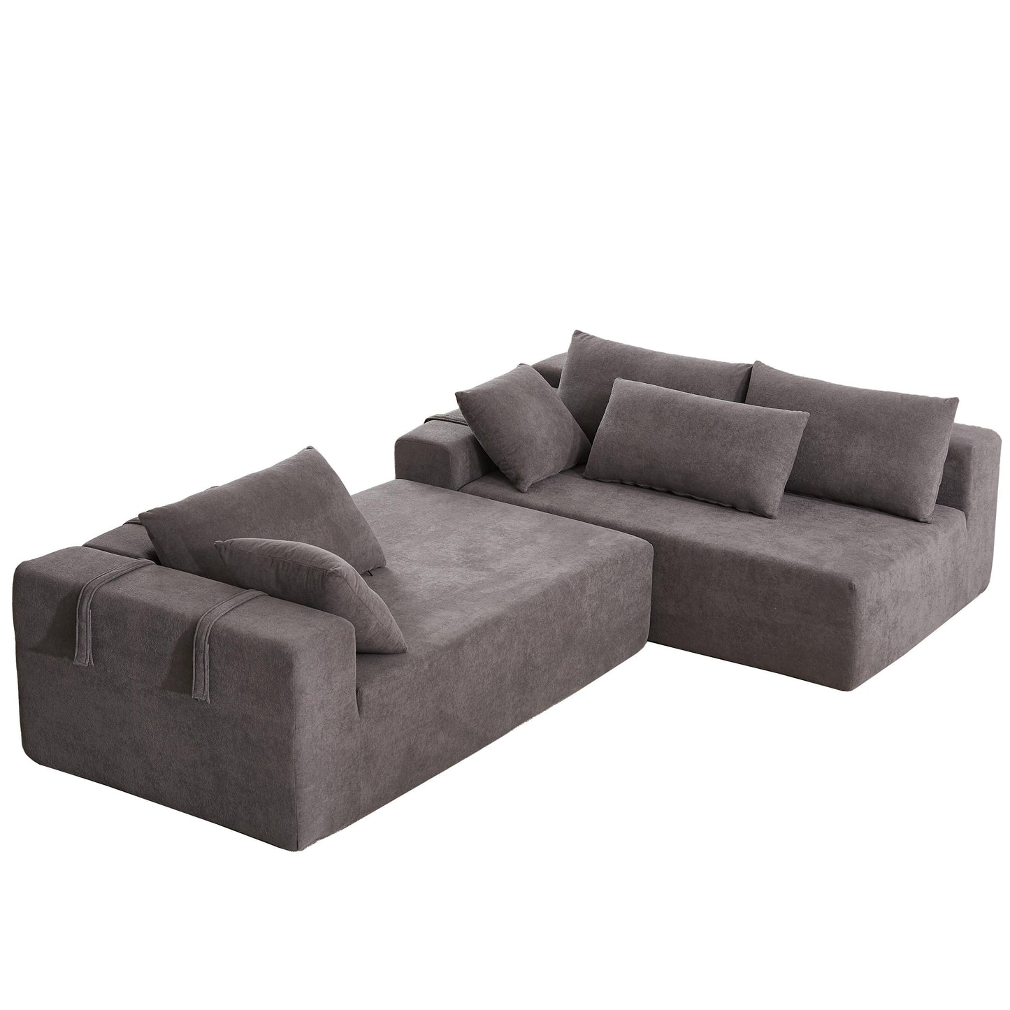 Canapé Cloud 3 places en velours côtelé avec 2 repose-pieds amovibles, canapé en U, siège profond rembourré 2 places avec 3 coussins