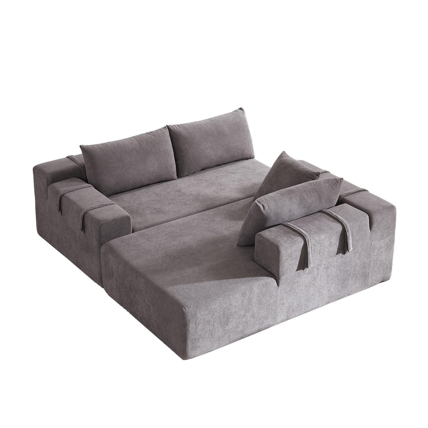 Canapé Cloud 3 places en velours côtelé avec 2 repose-pieds amovibles, canapé en U, siège profond rembourré 2 places avec 3 coussins
